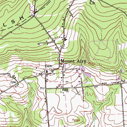Topographic Map of Mount Airy, PA