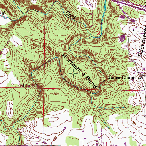 Topographic Map of Horseshoe Bend, AL