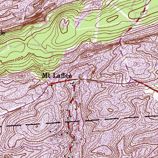 Topographic Map of Mount Laffee, PA
