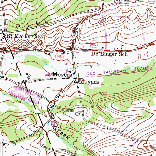Topographic Map of Moyers, PA