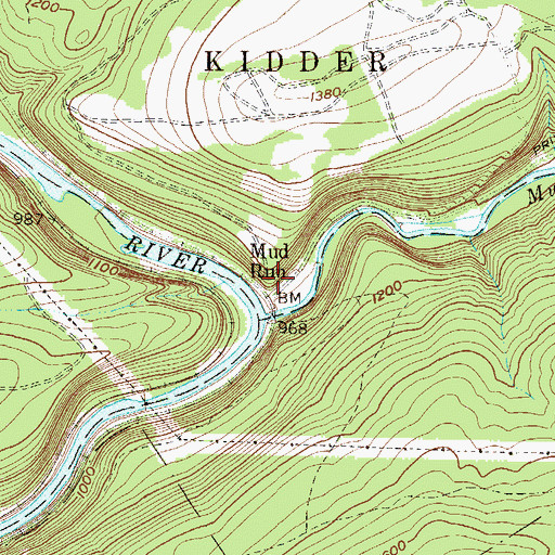 Topographic Map of Mud Run, PA