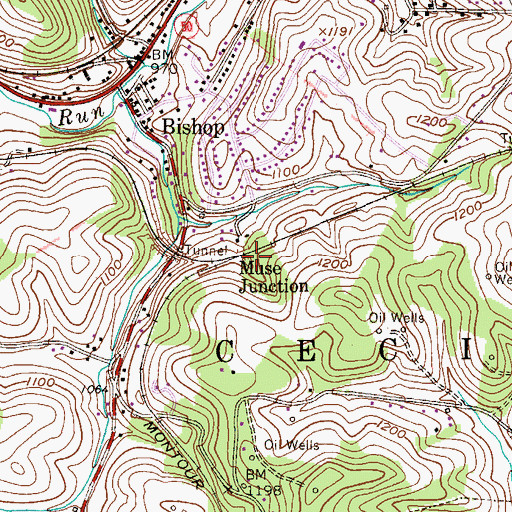 Topographic Map of Muse Junction, PA