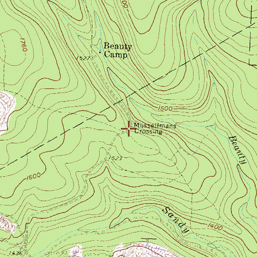Topographic Map of Musellmans Crossing, PA