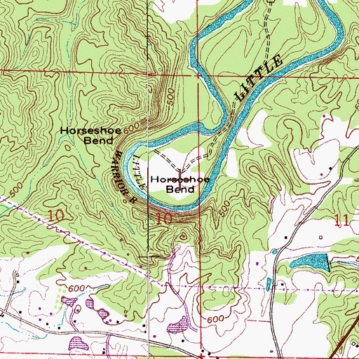 Topographic Map of Horseshoe Bend, AL