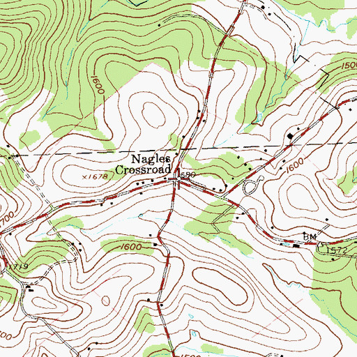 Topographic Map of Nagles Crossroad, PA