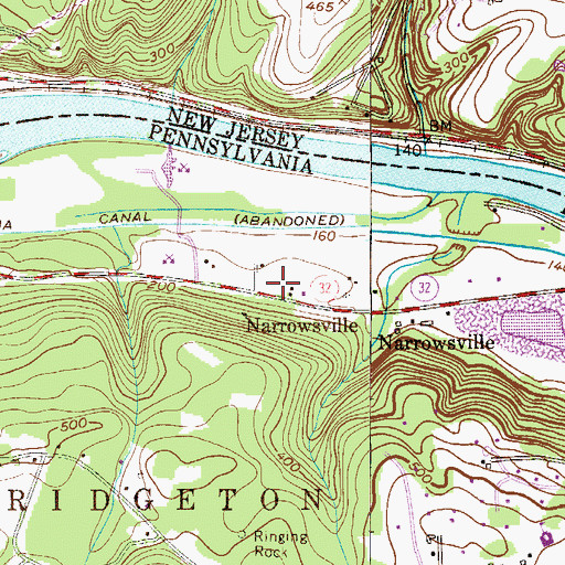 Topographic Map of Narrowsville, PA