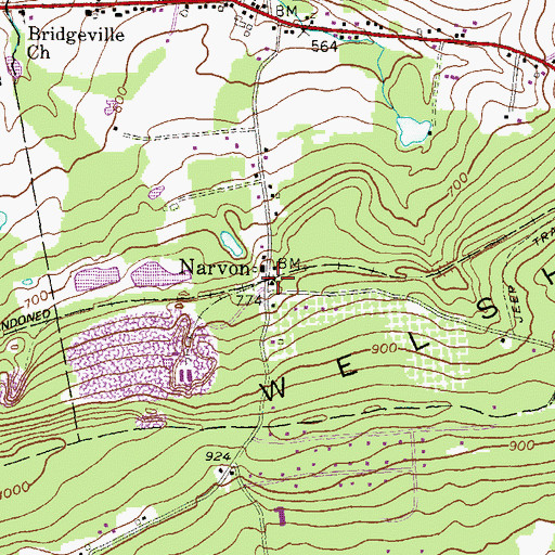 Topographic Map of Narvon, PA