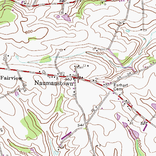 Topographic Map of Naumanstown, PA