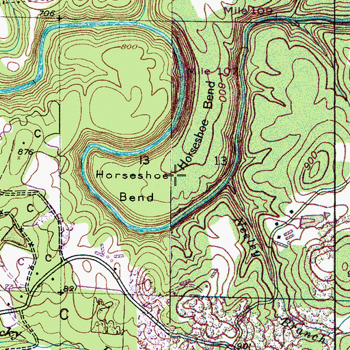 Topographic Map of Horseshoe Bend, AL