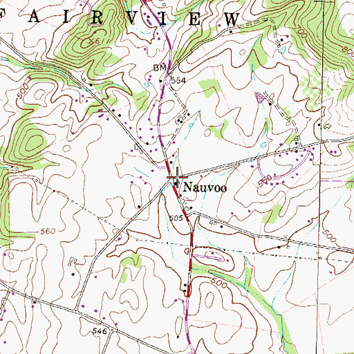 Topographic Map of Nauvoo, PA