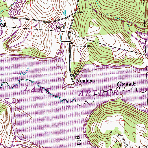 Topographic Map of Nealeys, PA