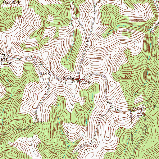 Topographic Map of Nebo, PA