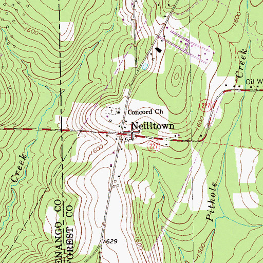Topographic Map of Neilltown, PA