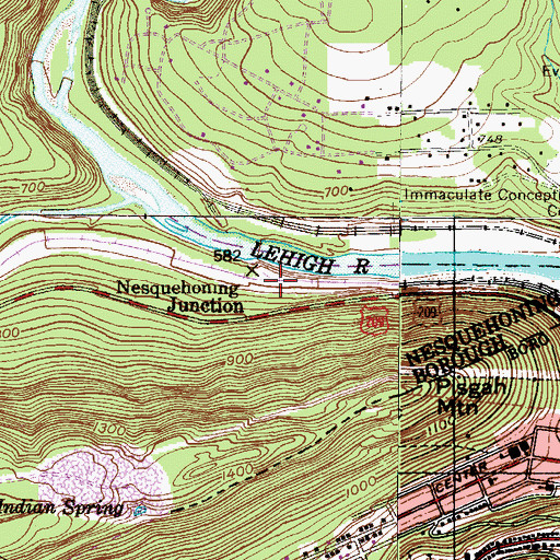 Topographic Map of Nesquehoning Junction, PA