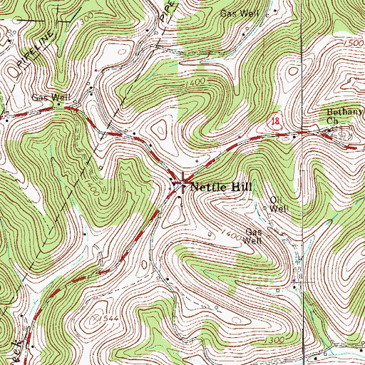Topographic Map of Nettle Hill, PA