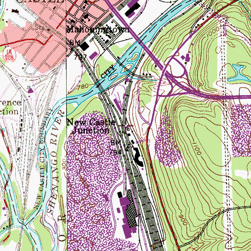 Topographic Map of New Castle Junction, PA