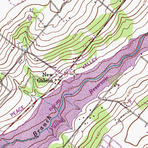 Topographic Map of New Galena, PA