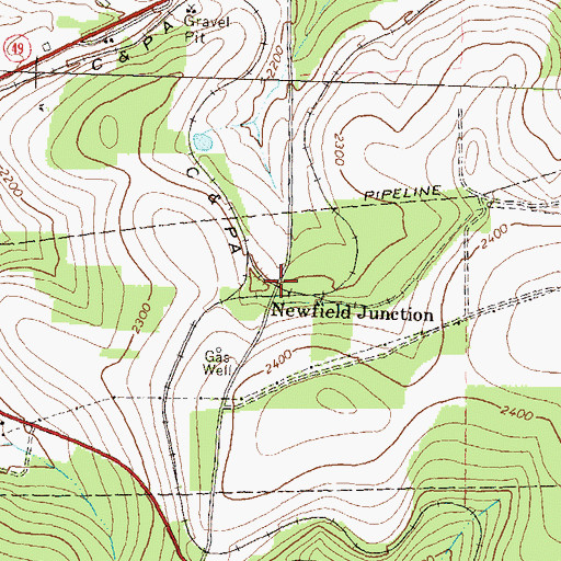 Topographic Map of Newfield Junction, PA
