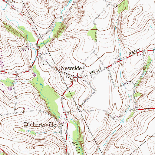 Topographic Map of Newside, PA