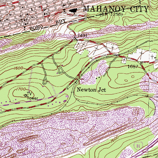 Topographic Map of Newton Junction, PA