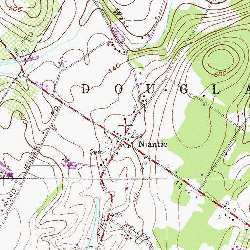 Topographic Map of Niantic, PA