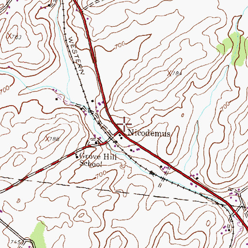Topographic Map of Nicodemus, PA
