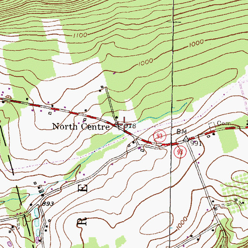 Topographic Map of North Centre, PA
