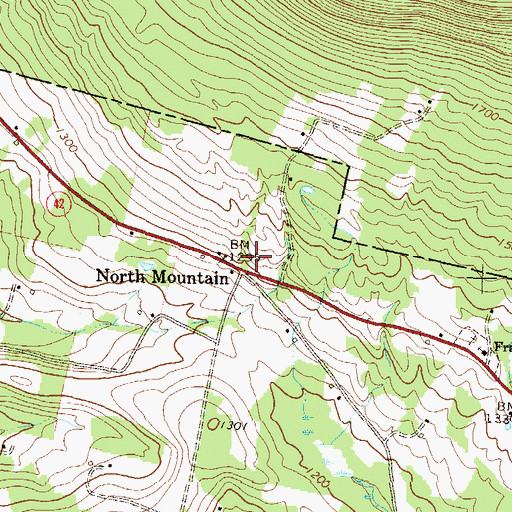Topographic Map of North Mountain, PA