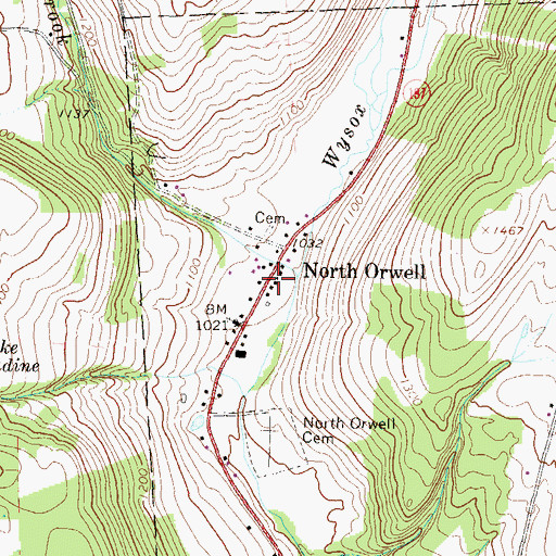 Topographic Map of North Orwell, PA