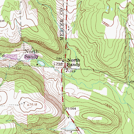 Topographic Map of North Sandy, PA