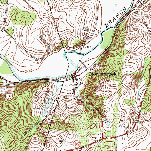 Topographic Map of Northbrook, PA