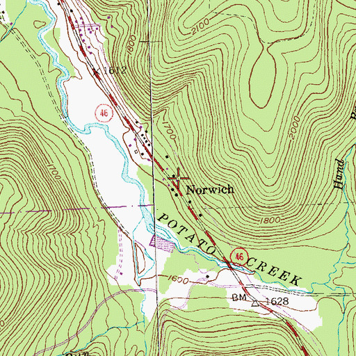 Topographic Map of Norwich, PA