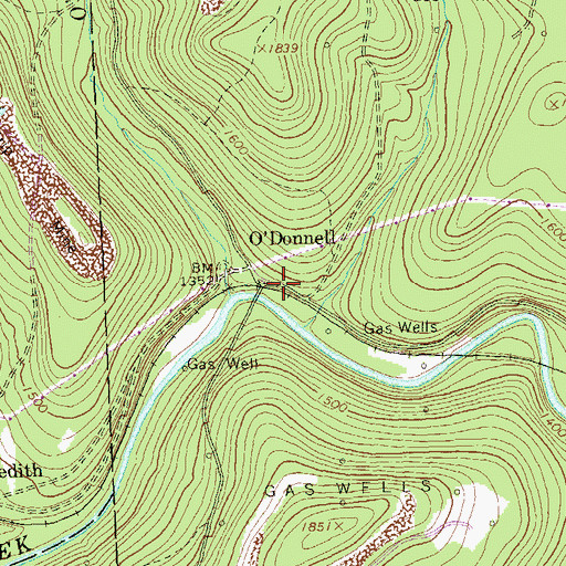 Topographic Map of O'Donnell, PA