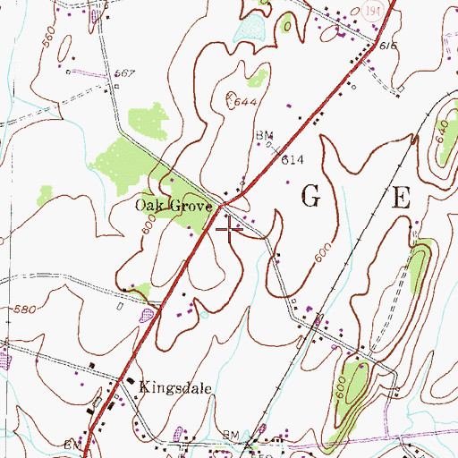 Topographic Map of Oak Grove, PA