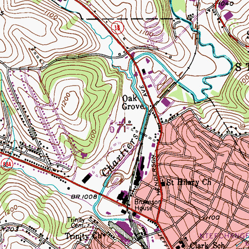 Topographic Map of Oak Grove, PA