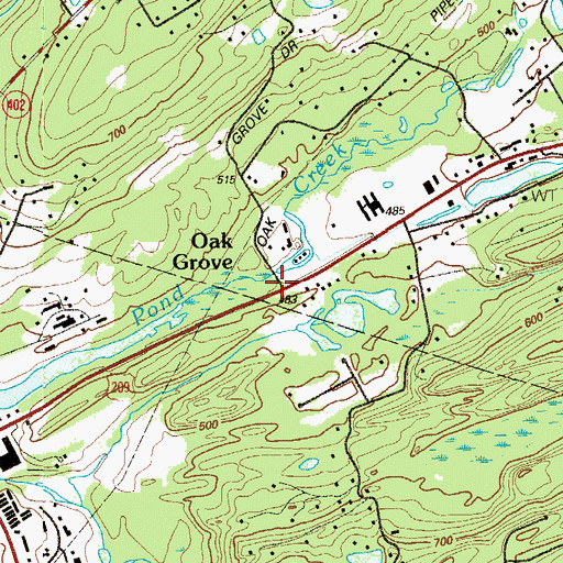 Topographic Map of Oak Grove, PA