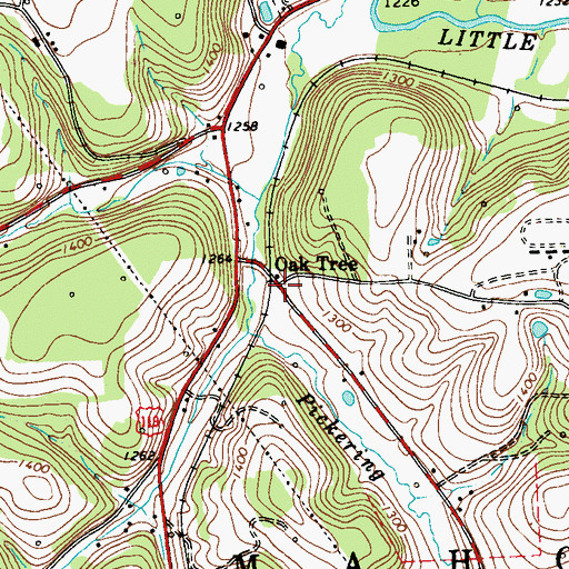 Topographic Map of Oak Tree, PA