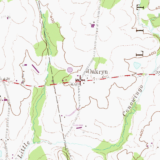 Topographic Map of Oakryn, PA