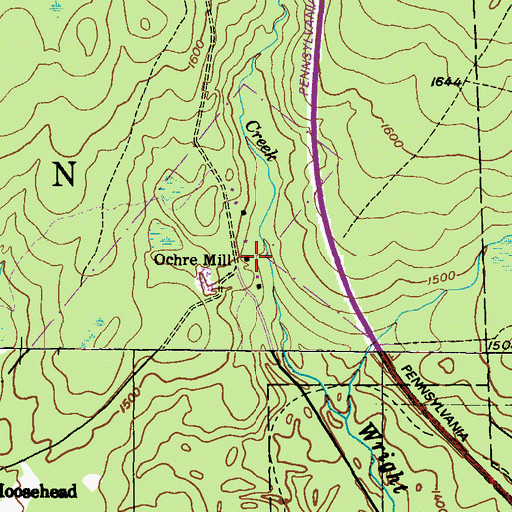 Topographic Map of Ochre Mill, PA