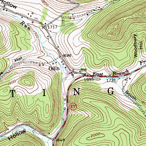 Topographic Map of Odin, PA