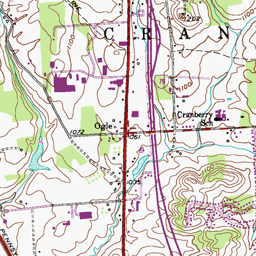 Topographic Map of Ogle, PA