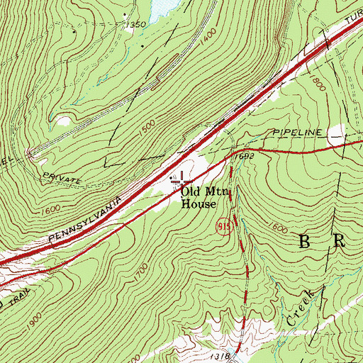 Topographic Map of Old Mountain House, PA