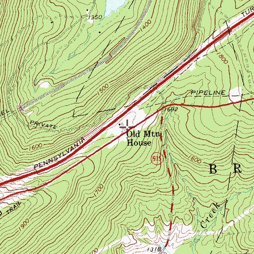 Topographic Map of Old Mountain House, PA