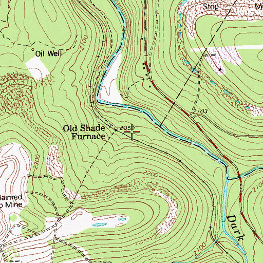 Topographic Map of Old Shade Furnace, PA