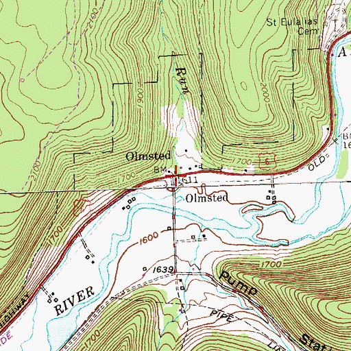 Topographic Map of Olmsted, PA