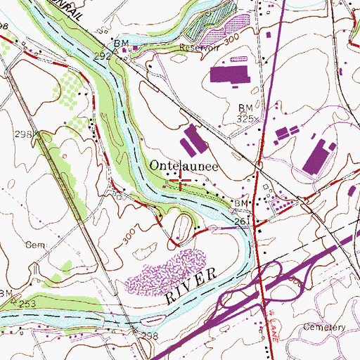 Topographic Map of Ontelaunee, PA