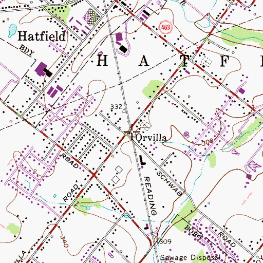 Topographic Map of Orvilla, PA