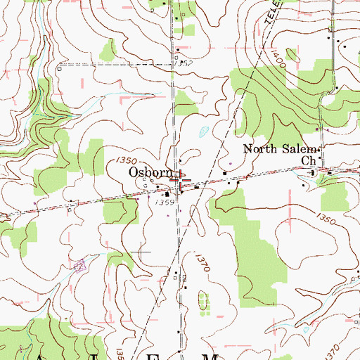 Topographic Map of Osborn, PA
