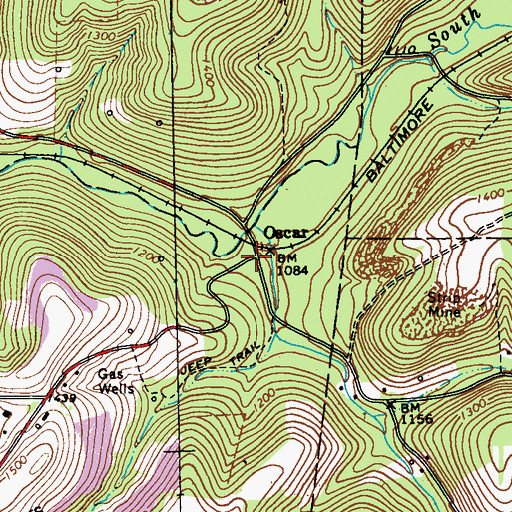 Topographic Map of Oscar, PA