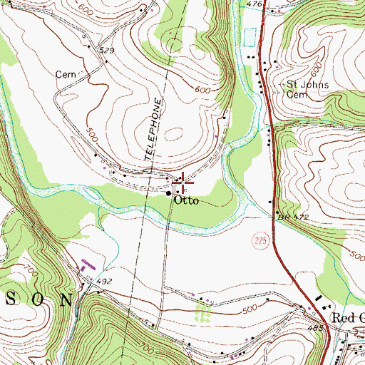 Topographic Map of Otto, PA